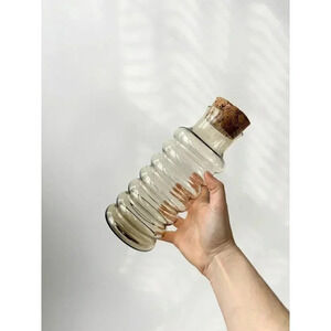 Vintage MCM Jacob Bang Holmegaard Primula Apothecary Jar Ribbed Glass w/ Stopper